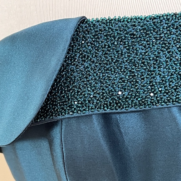 Sachin & Babi Ceri Deep Teal Beaded Belted Strapless Ball Gown Dress - Picture 8 of 13